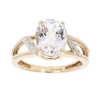 9ct Yellow Gold 0.02ct Diamond And Morganite Ring