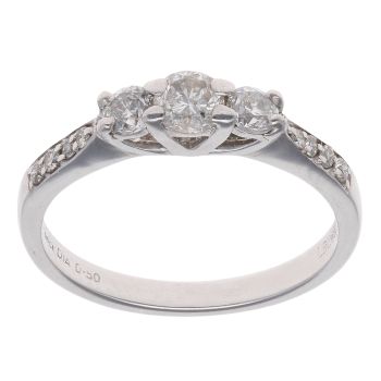 18ct White Gold 0.50ct Diamond Trilogy Ring