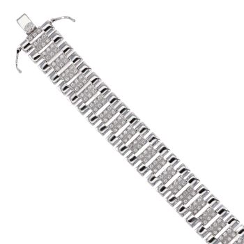 Silver Cubic Zirconia Watch Style Bracelet 8.5" By Icesia