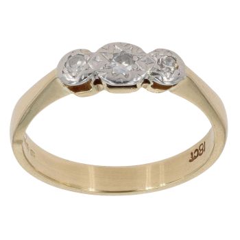 18ct Yellow Gold 0.10ct Diamond Trilogy Ring