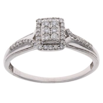 9ct White Gold 0.32ct Brilliant Cut Diamond Cluster Ring