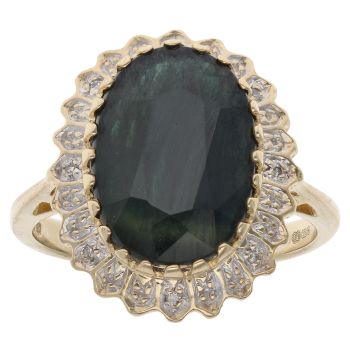 9ct Yellow Gold 0.03ct Diamond And Sapphire Cluster Ring