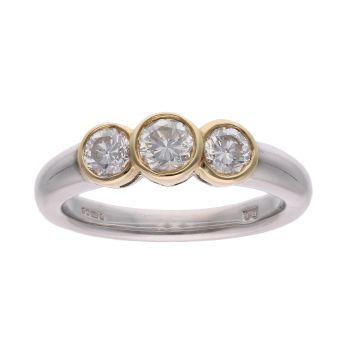 18ct White And Yellow Gold 0.80ct Diamond Trilogy ring
