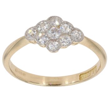 14ct Yellow Gold 0.35ct Brilliant Cut Diamond Cluster Ring
