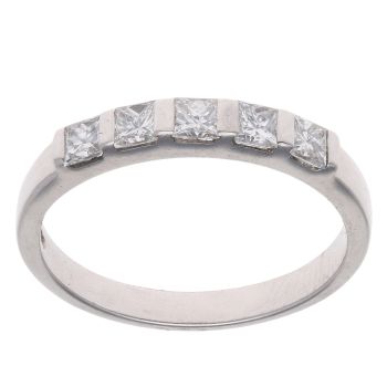 18ct White Gold 0.50ct Princess Cut Diamond Five Stone Ring