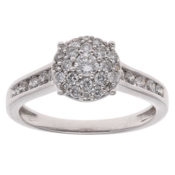 18ct White Gold 0.65ct Brilliant Cut Diamond Cluster Ring