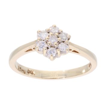 9ct Yellow Gold 0.25ct Diamond Cluster Ring