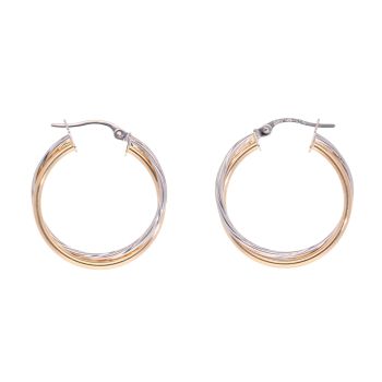 9ct Yellow And White Gold Hoop Earrings
