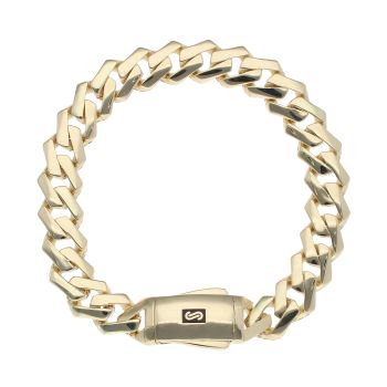 14ct Yellow Gold Monaco Curb Edge Plain Lock Bracelet 8.5"