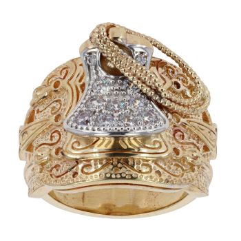 9ct Yellow Gold Cubic Zirconia Saddle Ring