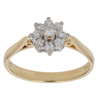 18ct Yellow Gold 0.25ct Diamond Cluster Ring