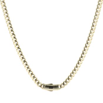 14ct Yellow Gold Monaco Curb Classic Plain Lock Chain 16"