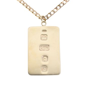 9ct Yellow Gold Ingot Pendant and Chain 20"