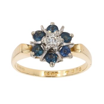 18ct Yellow Gold 0.10ct Diamond And Sapphire Ring