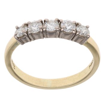 18ct Yellow Gold 0.50ct Brilliant Cut Five Stone Diamond Ring