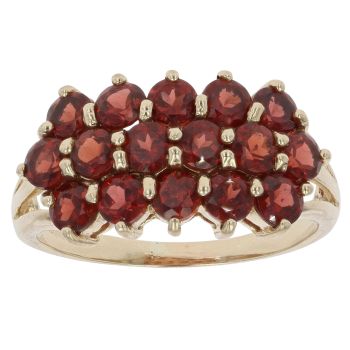 9ct Yellow Gold Garnet Three Row Fancy Ring
