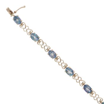 9ct Yellow Gold Blue Topaz Bracelet 7.5"