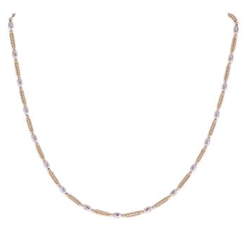 9ct Yellow And White Gold Fancy Bead Chain 16"