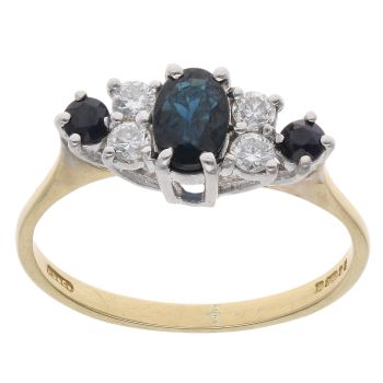 18ct Yellow Gold 0.20ct Diamond And Sapphire Cluster Ring
