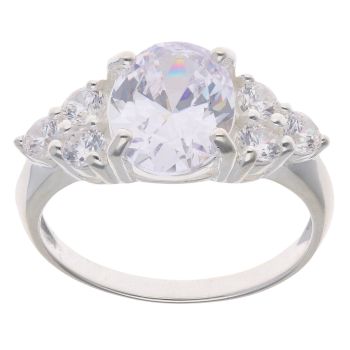 Silver Cubic Zirconia Stone Set Ring by Icesia