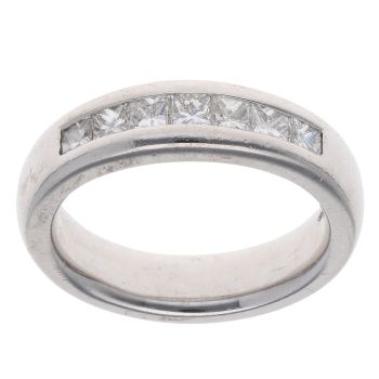18ct White Gold 0.60ct Princess Cut Diamond Half Eternity Ring