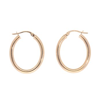 9ct Yellow Gold Oval Hoop Earrings