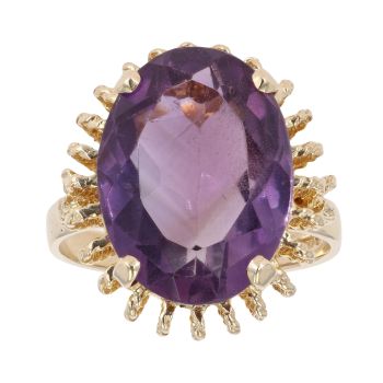 9ct Yellow Gold Amethyst Single Stone Ring