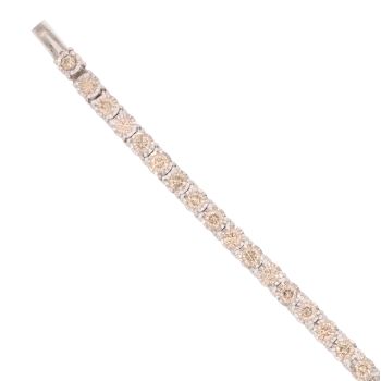 9ct White Gold 7.00ct Brilliant Cut Tinted Diamond Tennis Bracelet 7"