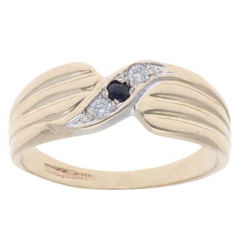 9ct Yellow Gold Sapphire And Cubic Zirconia Ring