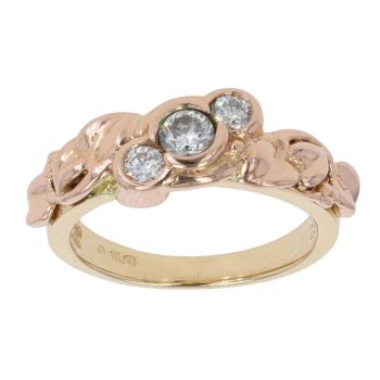 9ct Yellow And Rose Gold 0.30ct Diamond Trilogy Windsor Clogau Ring
