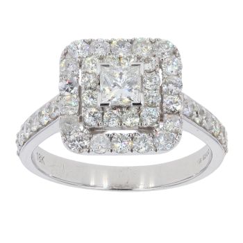 18ct White Gold Diamond Square Cluster Ring by Anya Belle