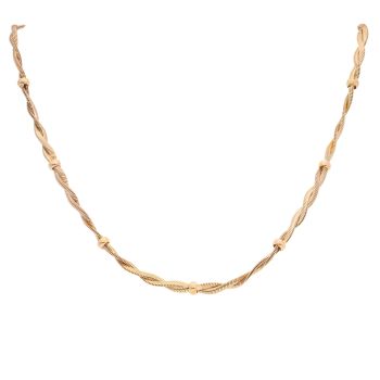 9ct Yellow Gold Fancy Beaded Twist Chain 16"