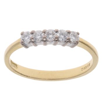 18ct Yellow Gold 0.33ct Brilliant Cut Diamond Five Stone Ring
