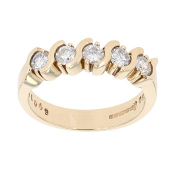 9ct Yellow Gold 0.60ct Diamond Five Stone Ring