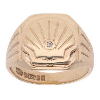 9ct Yellow Gold 0.05ct Diamond Signet Ring
