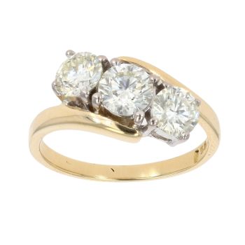 18ct Yellow Gold 1.60ct Brilliant Cut Diamond Trilogy Ring