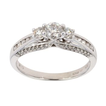 9ct White Gold 0.65ct Diamond Trilogy Ring