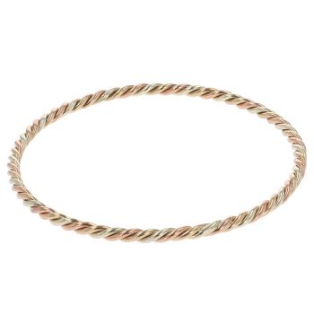 9ct Yellow, White And Rose Gold Twist Bangle