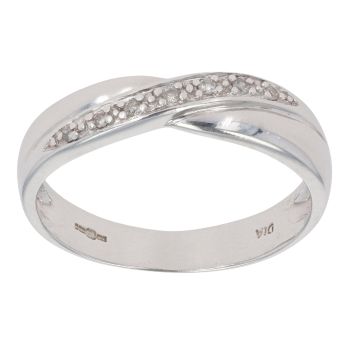 9ct White Gold 0.10ct Diamond Crossover Ring