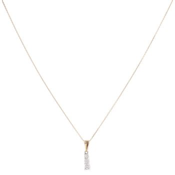 9ct Yellow And White Gold 0.25ct Brilliant Cut Diamond Trilogy Pendant And Chain 18"