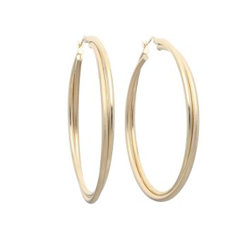 14ct Yellow Gold Polished And Matt Hoop Earrings