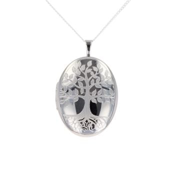 Silver Tree Of Life Locket And Chain 18"