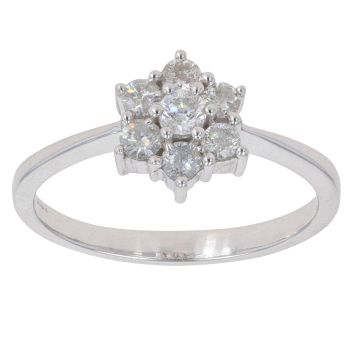 9ct White Gold 0.50ct Diamond Daisy Cluster Ring