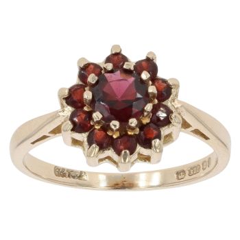 9ct Yellow Gold Garnet Cluster Ring
