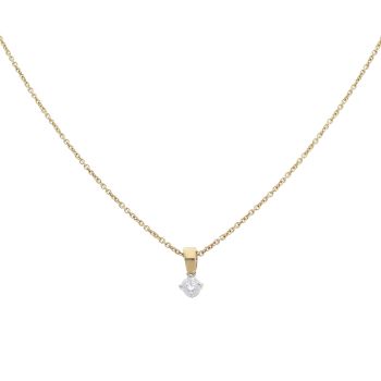 18ct Yellow Gold 0.25ct Brilliant Cut Diamond Solitaire Pendant And Chain 16"