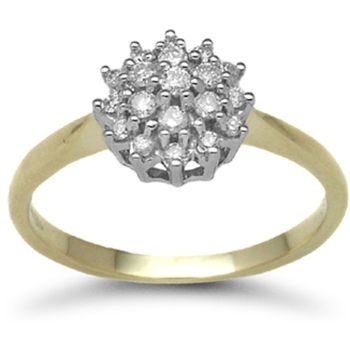 9 Carat Yellow Gold 27pts Diamond Cluster Ring