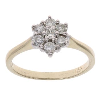 9ct Yellow Gold 0.50ct Brilliant Cut Diamond Cluster Ring