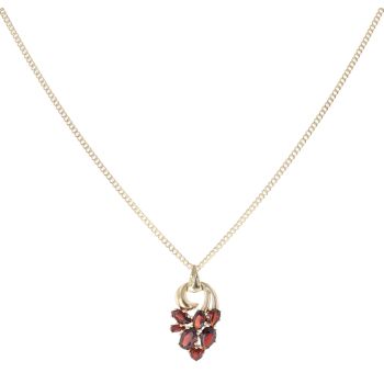 9ct Yellow Gold Garnet Cluster Pendant and Chain 18"