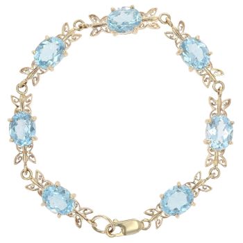 9ct Yellow Gold Blue Topaz Butterfly Bracelet 7.5"