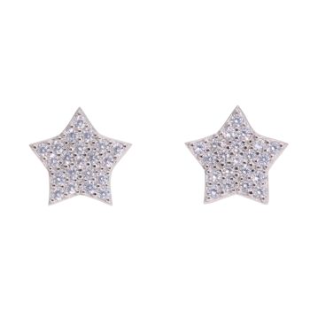 Silver Cubic Zirconia Star Stud Earrings by Icesia